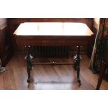 A mid Victorian walnut fold-over card table plus original cards H70 W86 D47cm