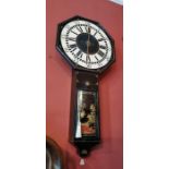 A 19th Century Chinoiserie tavern clock and key, large size