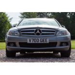 A 2008 Mercedes C220 Elegance CDI Estate, silver livery, 2148cc engine, 80,000 miles showing, Reg