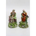 Pair of Walton Staffordshire figures of Elijah and the Widow, circa 1825-30 Elijah - extensive old