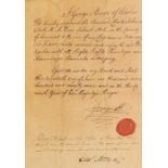 18th-century document/indenture/autograph letter, handwritten and signed by King George IV when