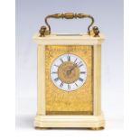 Valery, Paris, a late 19th Century Valery of Paris carriage clock, ivory corniche case with