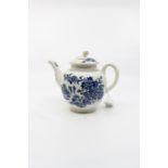 Worcester porcelain cannonball teapot, fence pattern with restored finial to lid. H. 16.5 cms
