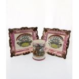 A pair of 19th Century Sunderland lustre mid 19th Century wall plaques featuring trade ships and a