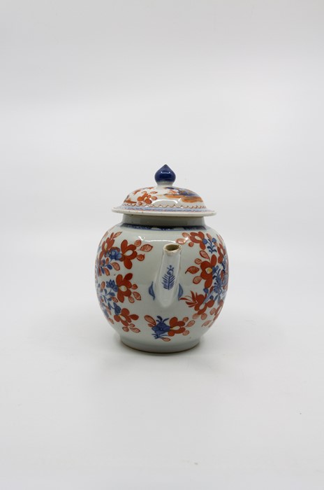 A late 18th Century Chinese teapot, the main body with floral decoration in the Imari palette, the - Image 2 of 4