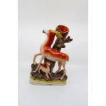 A 19th Century Staffordshire Deer and a Faun spill holder (1)