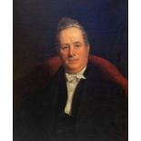 British School, circa 1820-1830, portrait of a gentleman, bust length seated wearing a black