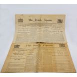 The British Gazette, published by His Majestys Stationery Office. Broadsheet newspaper No 1 5/5/1926
