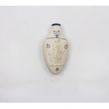 Nelson Interest, a bisque hand flask, spear head form, with relief moulded full length portrait of
