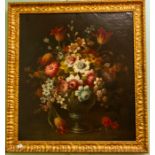 Continental School, 19th Century, still life of flowers, oil on canvas, 74 by 66cm, gilt frame