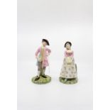 A pair of Royal Worcester figures of a lady and a gentleman, numbered 1052 to bases, alongside a