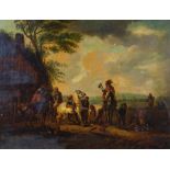 After Jan Frans van Bredael, At the Blacksmith, oil on canvas, 39 by 51cm, gilt frame