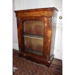 A mid 19th Century walnut pier cabinet, marquetry inlay, fitted with a single door, 103cm high,