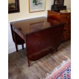 A mahogany drop leaf dining table, of recent manufacture, fitted with drawers, 75cm high, 91cm wide,