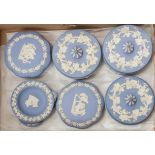 A collection of assorted Wedgwood Jasperware, comprising three lidded boxes,