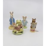 Beswick Beatrix figurines including Tom Kitten, Jeremy Fisher, Tailor of Gloucester,