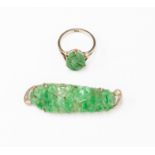 An Art Deco jade and diamond brooch,