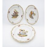 A Meissen set of 16 cabinet plates, each depicting an individual scene of birds on branches,