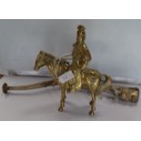Brass Oriental figure on horse along with dragon design brass and copper horn/trumpet
