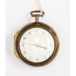 A George III pair cased pocket watch with outer tortoiseshell case, circa 1800,