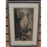 Hedley Fitton, English 1859-1929, signed etching of Paris,