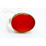 A 9ct gold and carnelian set ring, size P, gross weight approx 5.