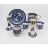 18th Century blue and white bowl with two blue and white 18th Century pickle bowls,