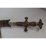 Indian Talwar style Sword with curved single edged blade 70cm long. Steel hilt with cast decoration.