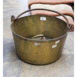 A large brass jam pan and buffer (2)