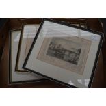 A set of six framed coloured engraved prints,