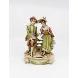 German porcelain figure in Royal Dux style of a courting couple
