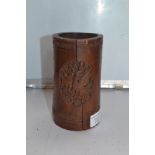 19th Century wooden brush pot, Chinese, bamboo,