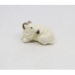 A Royal Worcester netsuke, modelled as a Ram, dated circa 1955 (black stamp) approx 6.