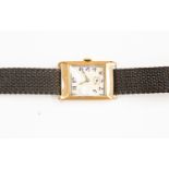 An Art Deco gent's 9ct gold wristwatch, 2cm rectangular dial with subsidiary dial,