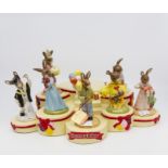 Royal Doulton Bunnykins The Occasions collection including; base, Graduation Day, Love Heart,