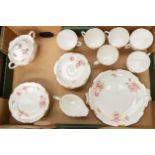 A half tea service Royal Crown Derby Pinxton Roses AD1797 six cups and saucers, six side plates,