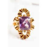 A synthetic sapphire and 14ct gold dress ring, size N½, gross weight approx 6.