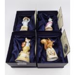 Four Royal Worcester candle snuffers, Squirrel Nutkin, Tom Kitten,