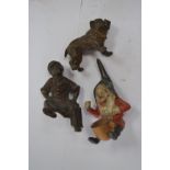 A cold painted bronze bulldog, possibly Austrian, a cold painted spelter gnome,