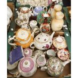 Collection of 19th Century china tea wares, early 20th Century tea wares, Crown Derby vases,