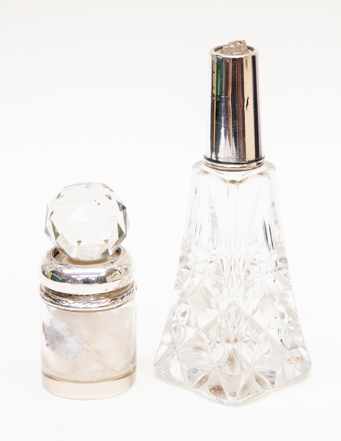 Two glass and silver perfume bottles A/F