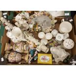 Collection of late 19th early 20th Century porcelain and china including candle sticks, figures,