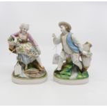 A pair of Continental bisque porcelain figures by "T.