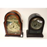 Two eight day mantle clocks,