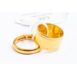 Two 22ct gold wedding bands, size S and O,