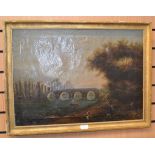 Oil on canvas, early 19th Century Italian river scene, unsigned, framed,