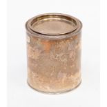 An Edwardian silver novelty canister/paint pot, the cover with engraved inscription, dated 1903,