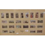 Framed collection of Napoleon cigarette cards