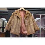 Mid 60's short length brown fur style jacket,