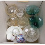 Assorted 20th Century glassware including large covered bonbon dish, four sundae dishes,